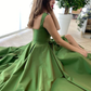 A-Line/Princess Sweep/Brush Train Straps Sleeveless Satin Ruffles Dresses      fg1415