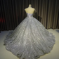 Sparkly Silver Gown, Silver Dress Princess Formal Evening Ball Gowns     fg1856