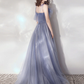 Blue A-Line Tulle Long Prom Dresses, Blue Formal Graduation Dresses    fg2230