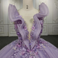 Shimmering Beaded Layered & Ruffled Deep V Neck Quinceañera Princess Ball Gown   fg2712