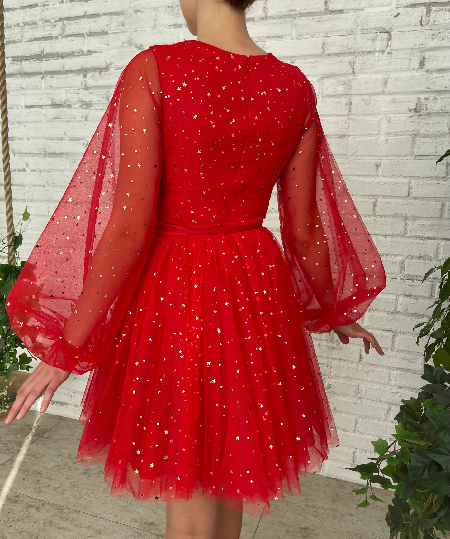 Long Sleeves Short Red Prom Dresses, Red Long Sleeves Short Formal Graduation Dresses  homecoming dress  fg3315