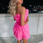 Charming A-Line Hot Pink Short Homecoming Dresses, Strapless Party Dress     fg10