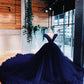 Navy blue long ball gown prom dress      fg120