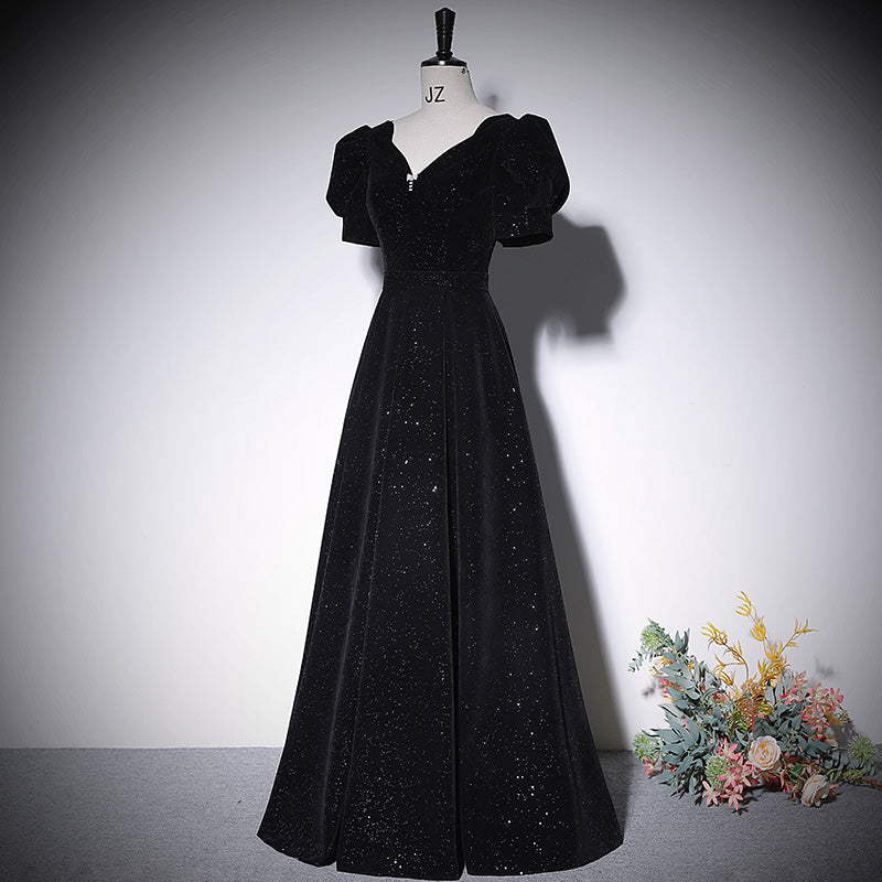 Black evening dress new long velvet prom dress      fg146