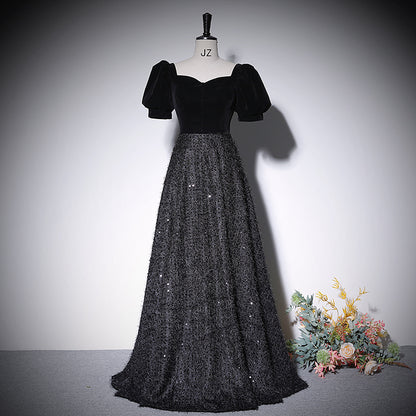A line black evening dress new prom dress party gowns     fg214
