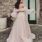 PINK TULLE LONG PROM DRESS, PINK TULLE LONG EVENING DRESS    fg239