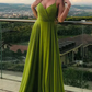 Green long prom dress evening dress     fg273