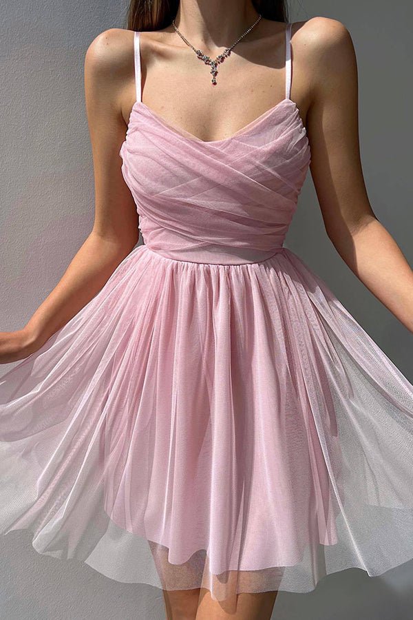 A Line Tulle Mini Dress Homecoming Dress   fg350