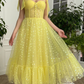 Yellow sweetheart neck tulle short prom dress, yellow evening dress      fg428