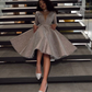 V- NECK LONG SLEEVES MEDIUM LENGTH WEDDING PARTY DRESS PROM GOWNS      fg430