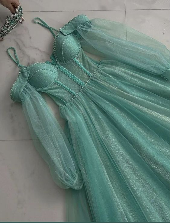 A Line Green Evening Dress Prom Dress         fg444
