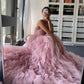 Straps Blush Pink Prom Dress with Cacasding Ruffles    fg540