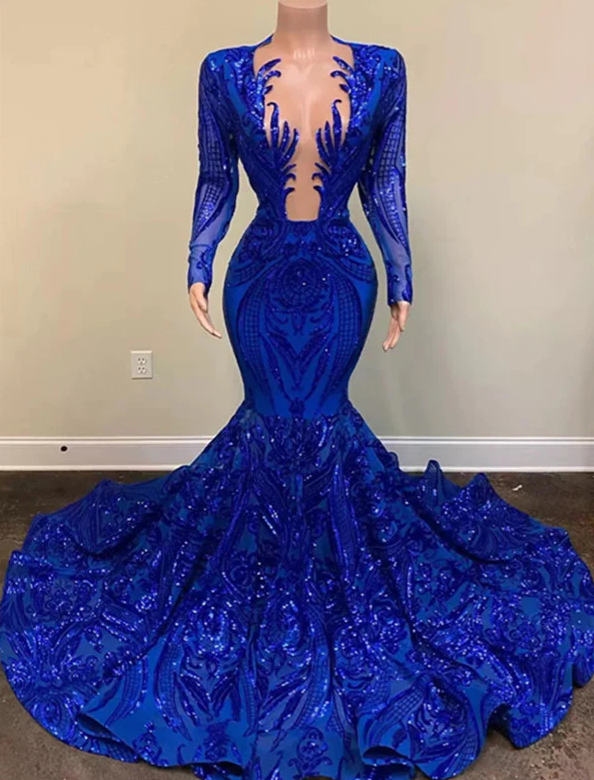 Long Sleeves Lace Prom Dresses, Mermaid Popular Newest Evening Dresses, Wedding Guest Dresses    fg791