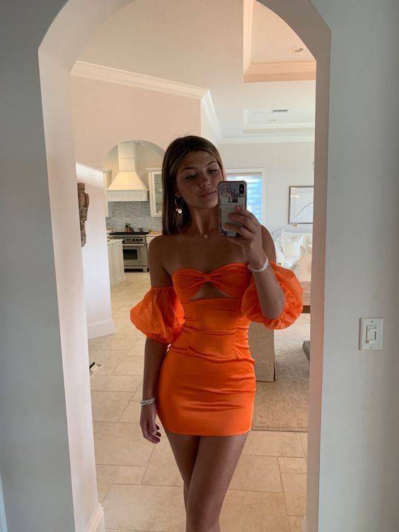 Orange Short Prom Dress Homecoming Dresses     fg860
