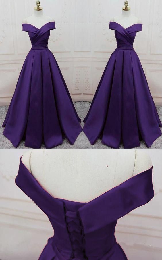 dark purple long formal prom dress, long evening party Gown off shoulder     fg879