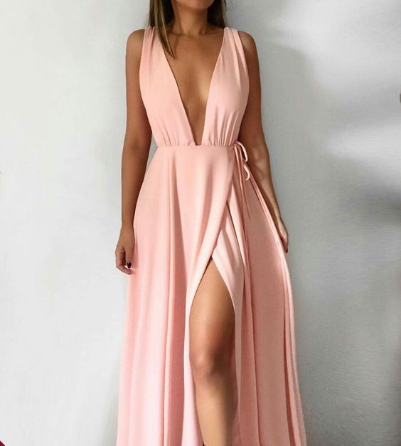 Pink long formal prom dress, long evening party Gown     fg880