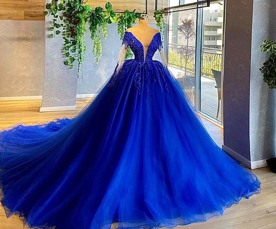 Blue Prom Dress ball Gown Prom Dresses, Graduation Party Dresses, Prom Dresses For Teens      fg923