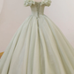 Green tulle sequins long ball gown dress formal dress       fg959